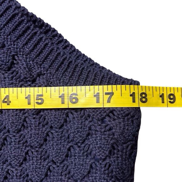 NWT Eliza J Crochet Halter Midi Dress Size XL Navy Blue Sleeveless Fitted Knit - Picture 14 of 16